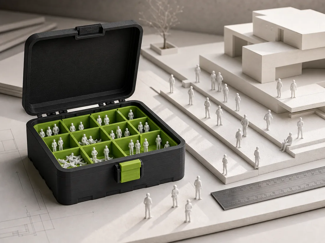 Kit com silhuetas humanas em escala para maquete arquitetônica